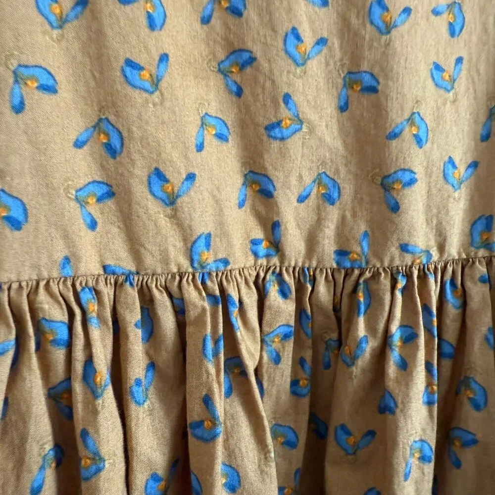 JUST FEMALE Merle Tent Cotton Square Neck Brown Floral Print Dress Extra Small - Picture 4 of 8